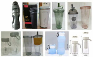 不同類型水瓶的集合。