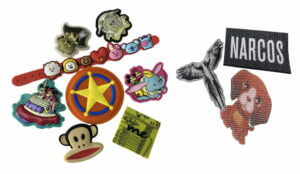 白色背景上的一組不同類型的徽章。